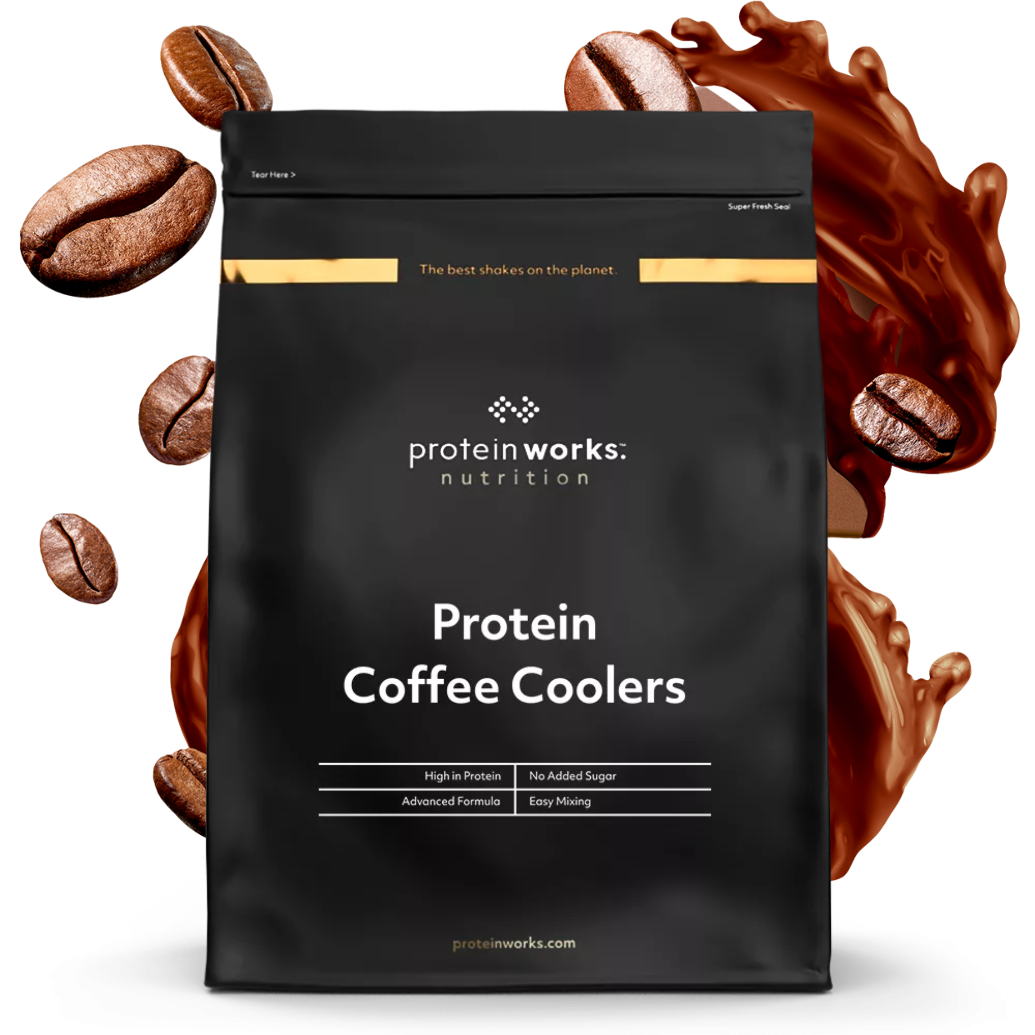 Protein Coffee Coolers Focus and Energy Shakes Protein Works Belgian Choca Mocha 500g ( 16 Shakes )