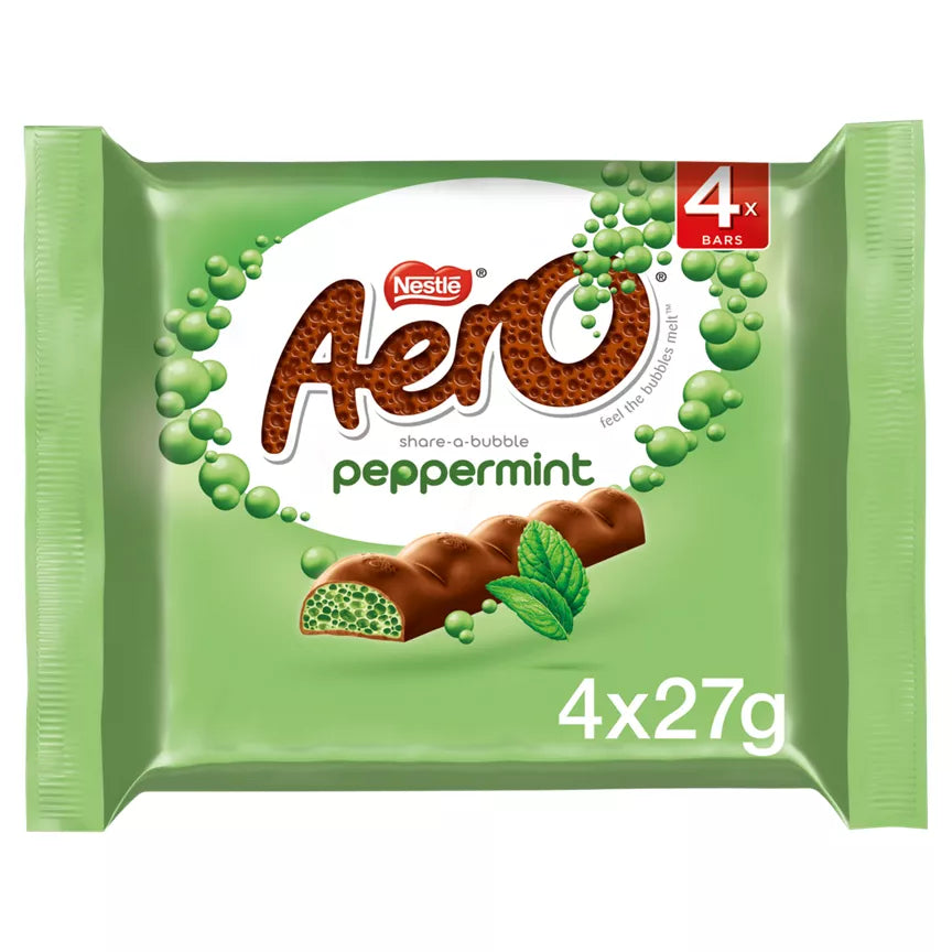 Aero Peppermint 4 Bars 108g Chocolate Multipacks Nestle