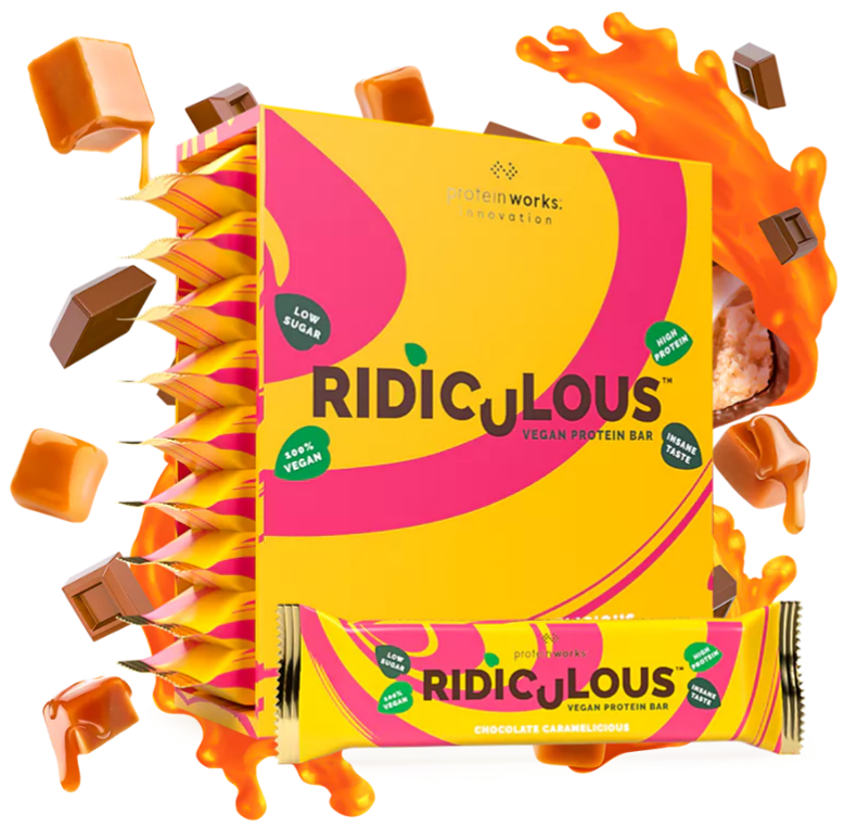 Ridiculous Vegan Protein Bar (9 pack) Food & Snacks Protein Works Chocolate Caramelicious