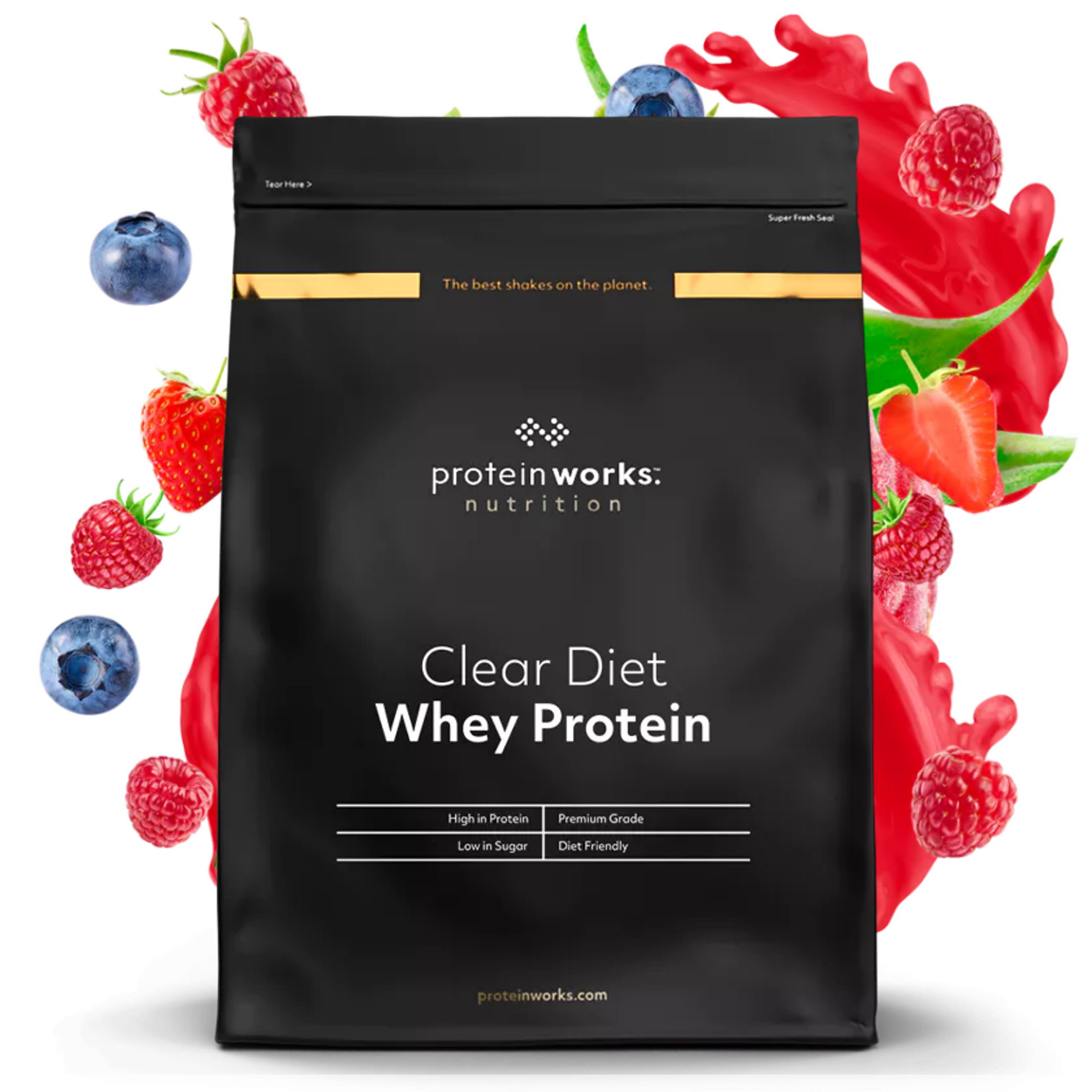 Clear Diet Whey Protein Clear Protein Shakes Protein Works Mixed Berry Burst 500g (20 Shakes)