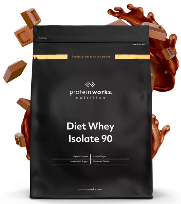 Diet Whey Protein Isolate 90 Protein Shake Protein Works Chocolate Silk 500g (20 Shakes)