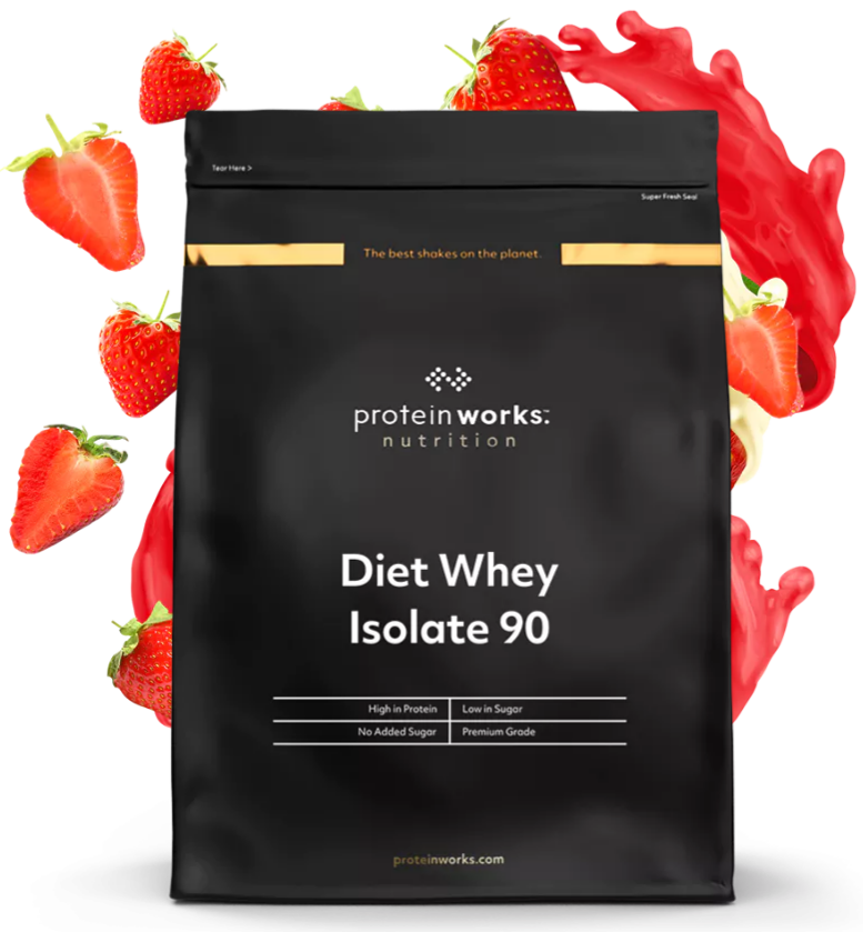 Diet Whey Protein Isolate 90 Protein Shake Protein Works Strawberries & Cream 500g (20 Shakes)