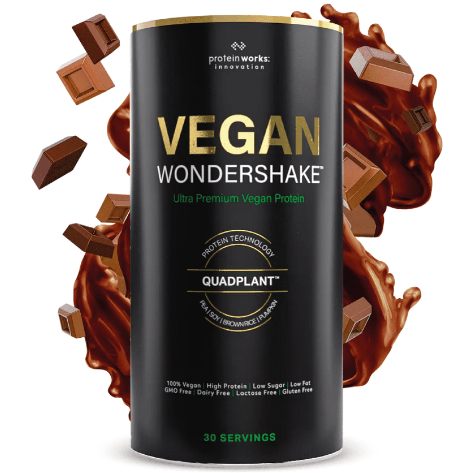 Vegan Wondershake Vegan Protein Shake Protein Works Double Chocolate 750g (30 Shakes)