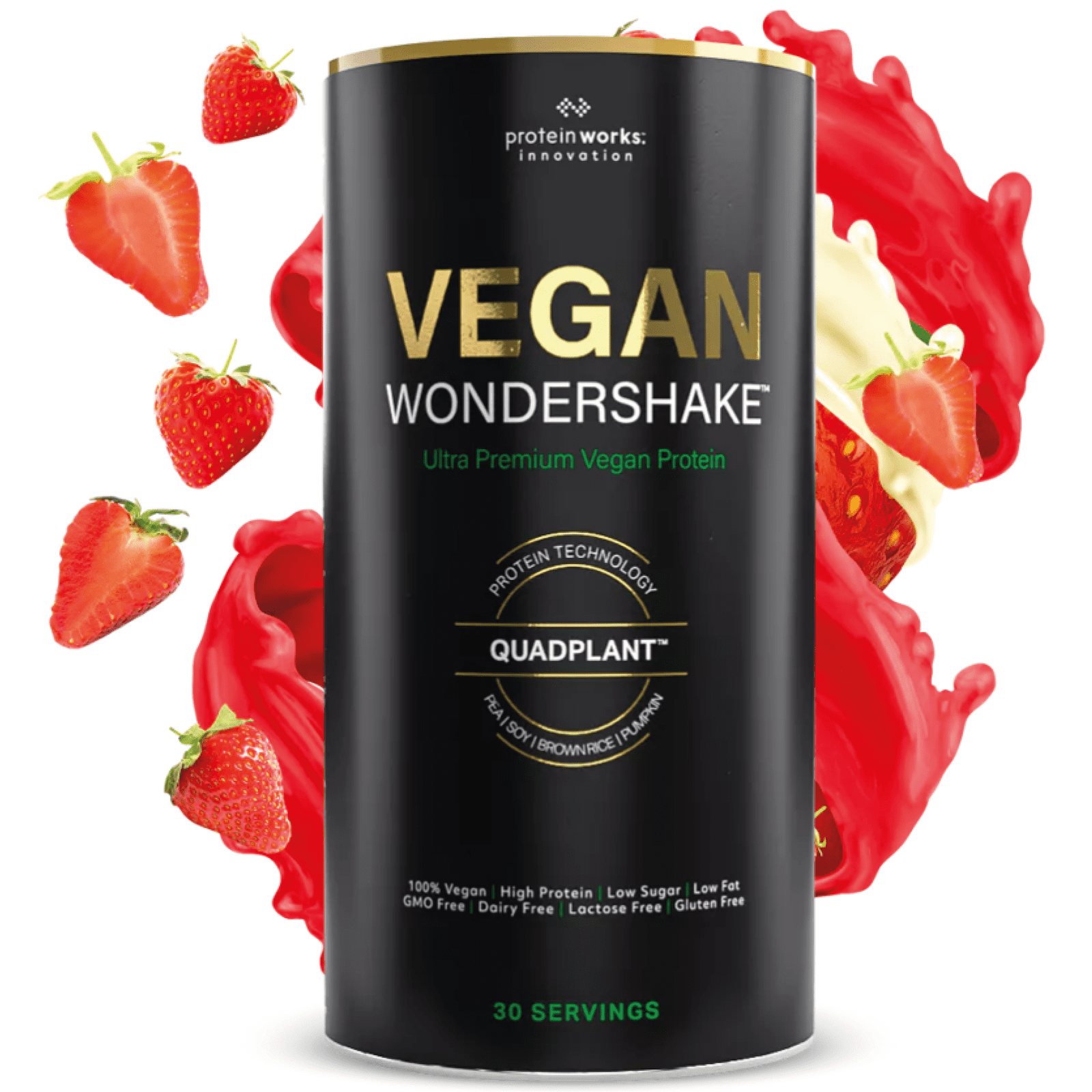 Vegan Wondershake Vegan Protein Shake Protein Works Strawberries & Cream 750g (30 Shakes)