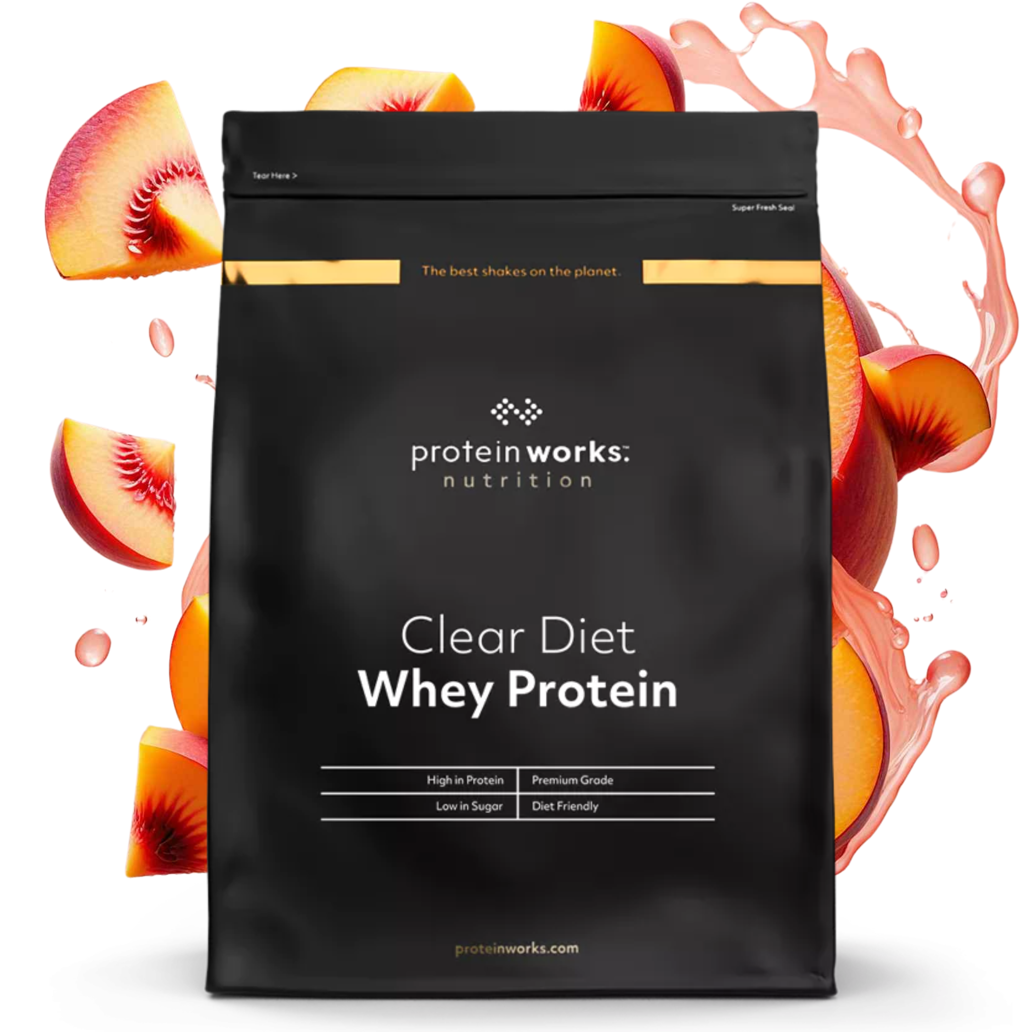 Clear Diet Whey Protein Clear Protein Shakes Protein Works Peach Iced tea 500g (20 Shakes)
