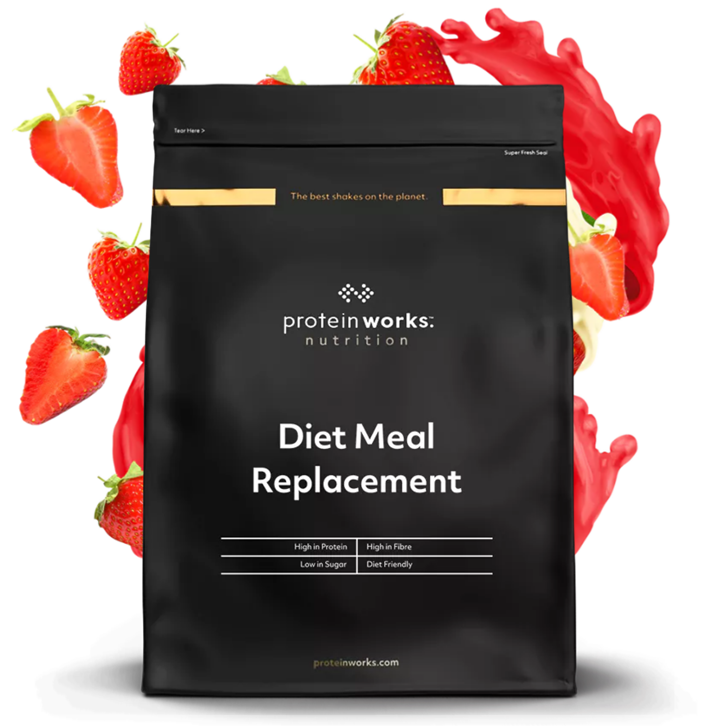 Diet Meal Replacement Meal Replacement Shakes Protein Works Strawberries & Cream 500g (7 Meals)