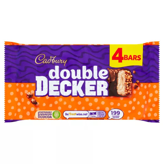 Cadbury Double Decker 4 Bars 174.8g Chocolate Multipacks Cadbury