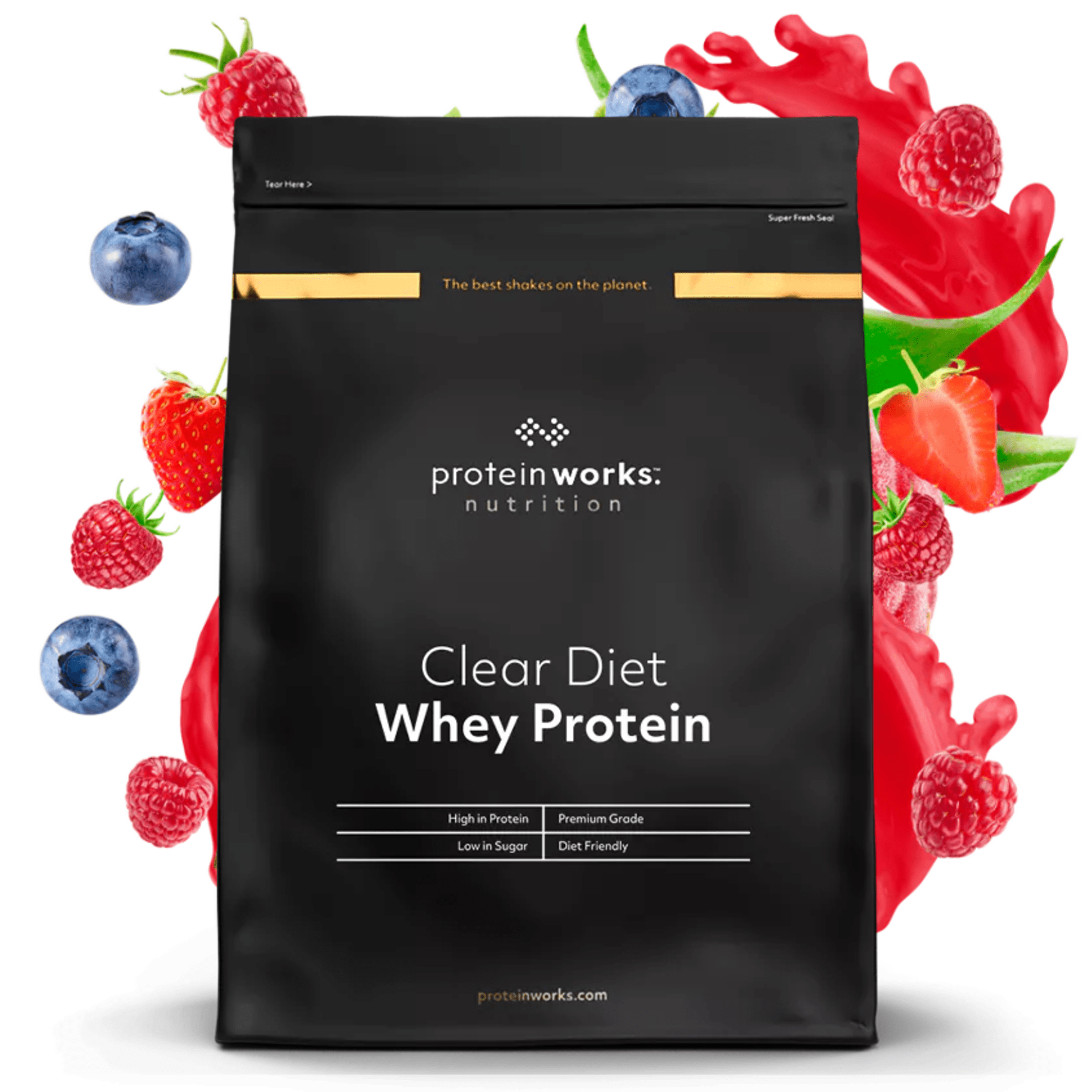Clear Diet Whey Protein Clear Protein Shakes Protein Works Mixed Berry Burst 500g (20 Shakes)